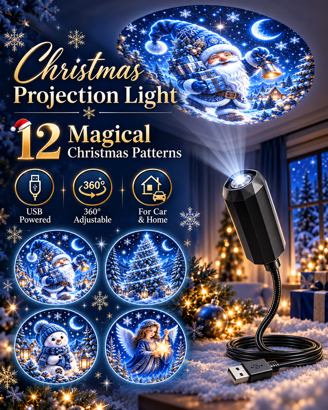 Jinglerise™ Christmas Car Projector – Magical Holiday Lights